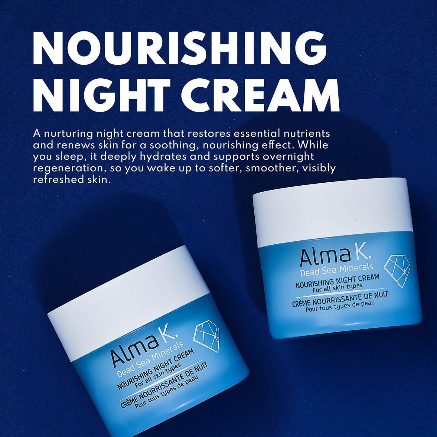 Alma K Nourishing Night Cream - Face Cream for All Skin Types - Facial Moisturizer with Dead Sea Minerals - Face Moisturizer for Women - 1.7 oz