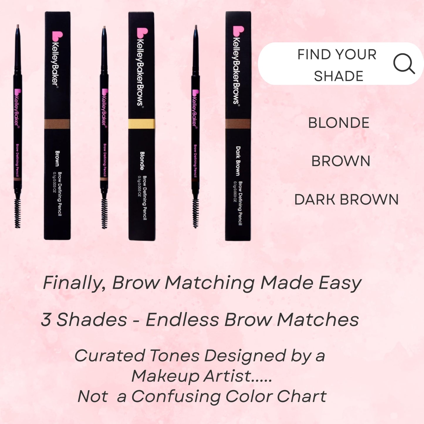 Kelley Baker Brow Defining Pencil, Micro-Thin Tip for Precise Hair-Like Strokes and Shaped Brows, Smudge-Resistant Long-Lasting Formula, Built-In Spoolie for Natural Soft Defined Brows, (Blonde)