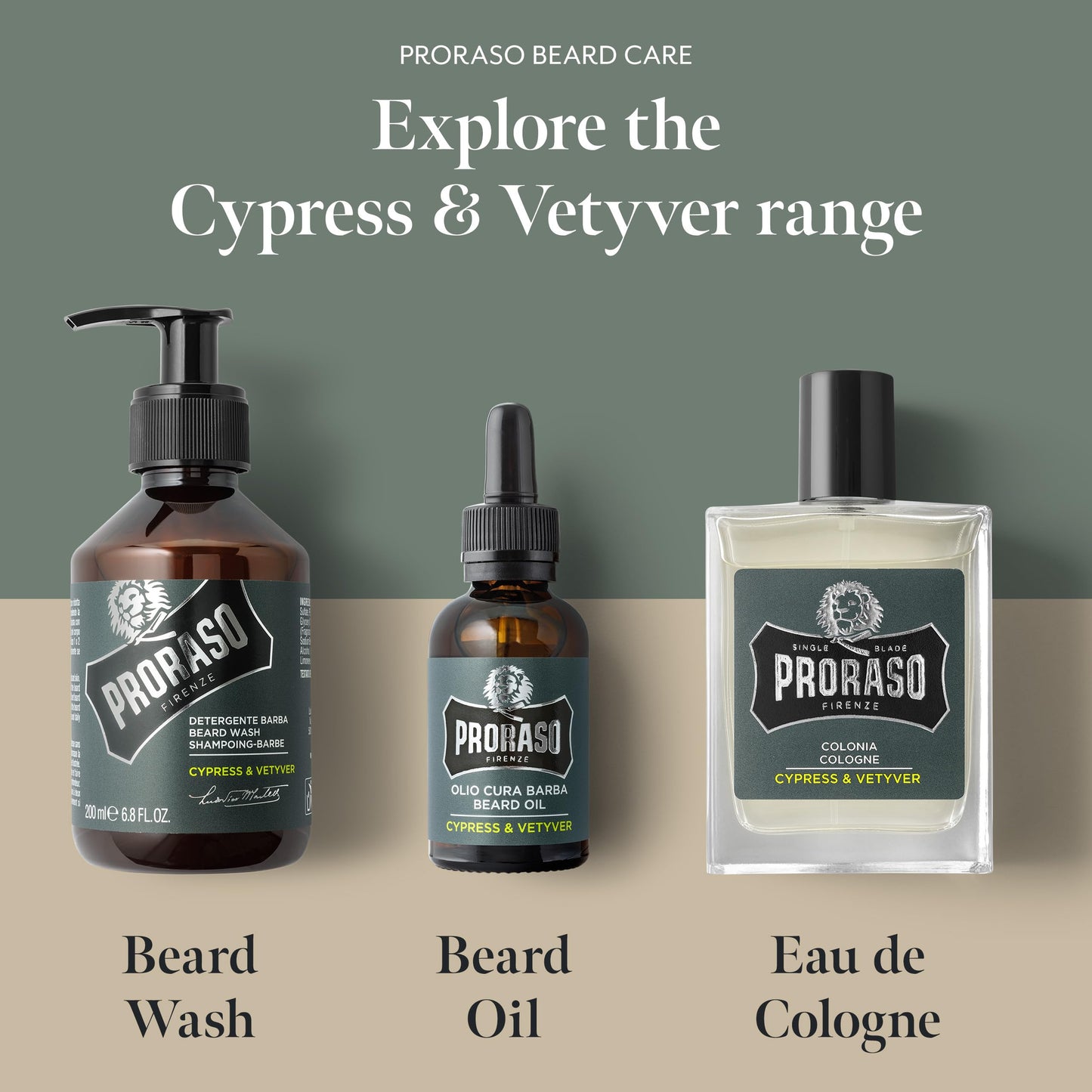 Proraso Cypress and Vetvyer Cologne - Masculine Woody Earthy Eau de Cologne - Bergamot, Cypress, Cedarwood & Vetiver Fragrance for Men - 3.4oz