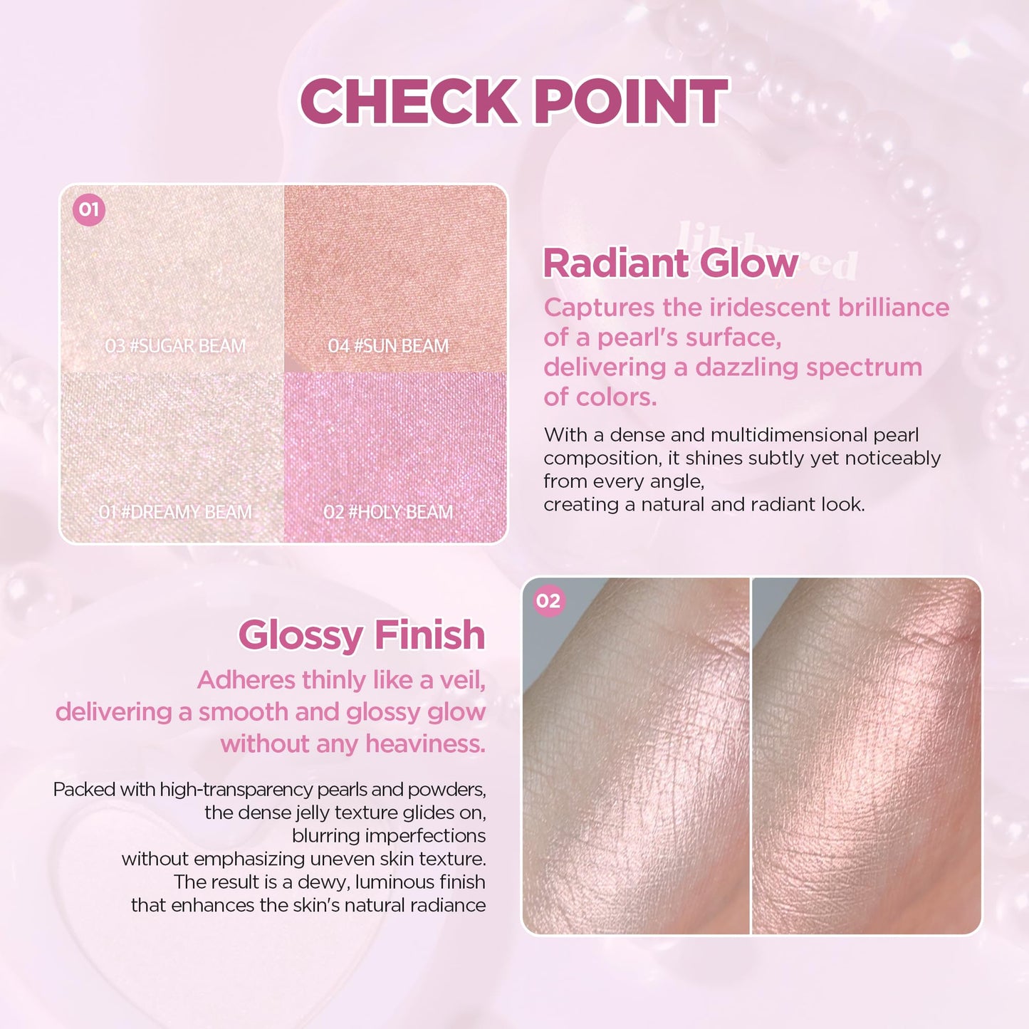 lilybyred Luv Beam Glow Veil | Korean Heart-Shaped Highlighter, Illuminating Shimmer, Radiant Glow, Silky Powder Texture, Buildable & Blendable, Lightweight & Long-Lasting, 0.11 oz. (02 Holy Beam)
