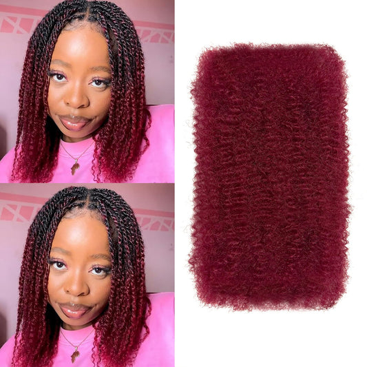 Afro Kinky-curly Human Hair Bulk for Twist 14 Inch Afro Kinkys Bulk Human Hair for Dreadlock Extensions Repair Locs Natural Black Spring Twist Braiding for Locs 40 Gram/Bundles