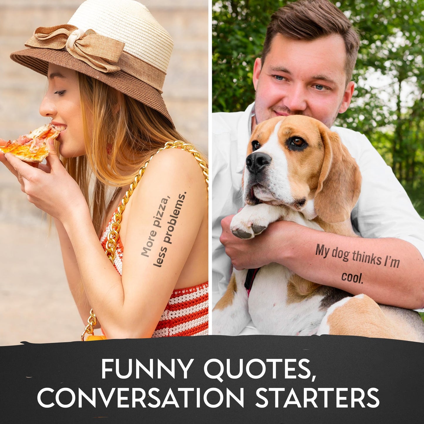 InkMoment 12x12 Sheet of Funny Bumper Sticker Style Quote Temporary Tattoos – Easy-to-Apply, Long-Lasting Fake Tattoo Decals for Parties, Gifts, and Pranks – Bold, Unique Designs for All Ages