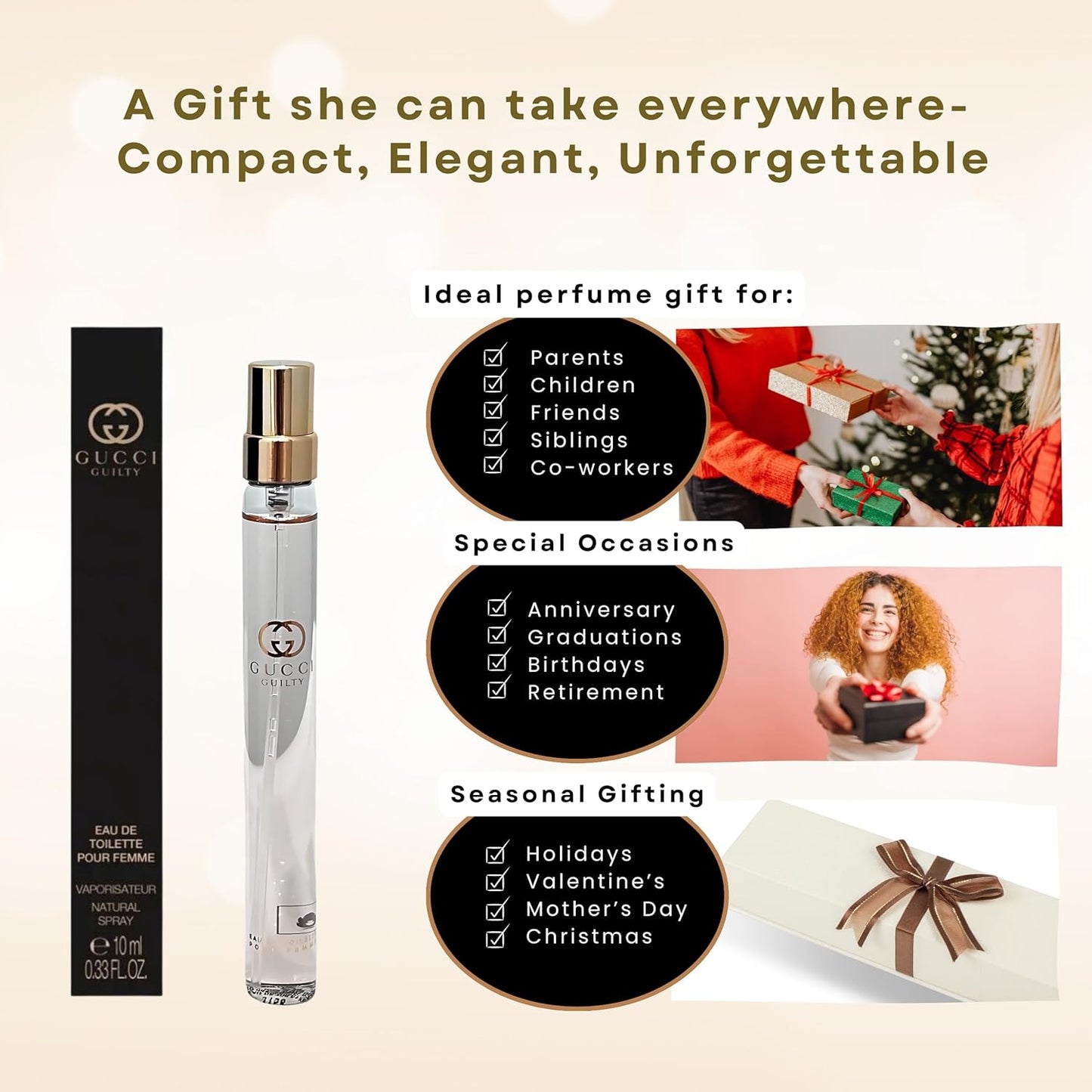 Gucci Guilty Women's Perfume Travel Spray - Elegant EDT 0.33 Fl Oz