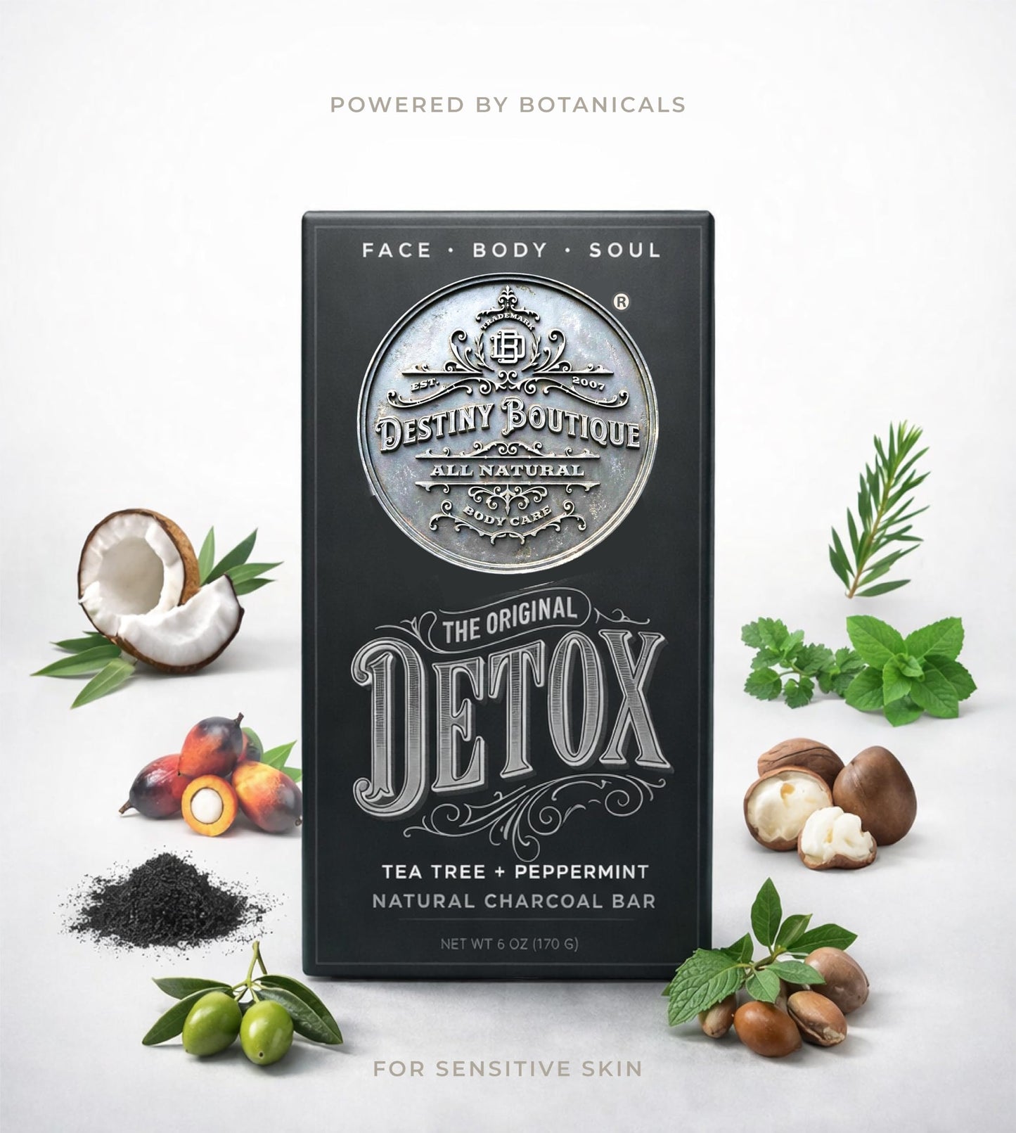 Destiny Boutique Charcoal Facial Soap DETOX,6 Ounce (Pack of 2)