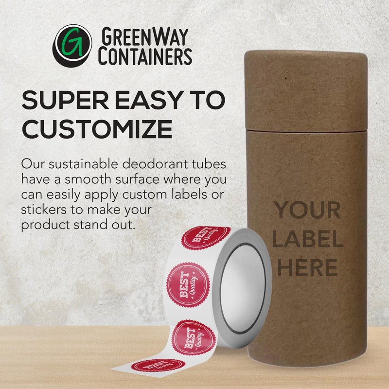 GreenWay 2.5oz / 70g Kraft Paperboard Deodorant Tubes with Lids - 25 Pack Solid Perfume Refillable DIY Cosmetic Containers - Deodorant Containers Lotion Tubes Empty Holder Kraft - White