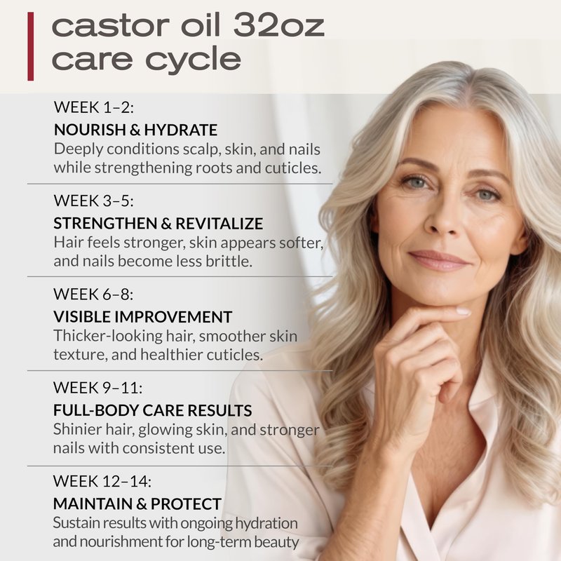 Ella & Eden Organic Castor Oil - Big 32 Fl Oz Glass Bottle - Cold-Pressed, Hexane-Free, USDA Certified, Unrefined & 100% Pure - For Hair Growth, Face, Skin