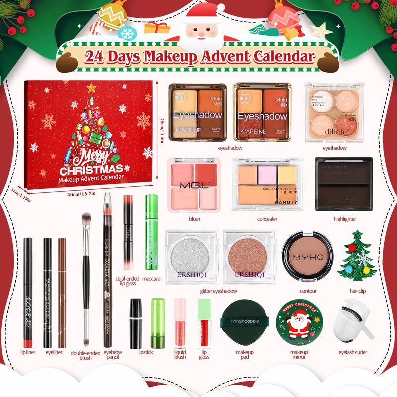 Zenoble Makeup Advent Calendar 2025, Advent Beauty Calendar 24 Days Christmas Countdown Full Makeup Surprise Gift Kit for Women & Teen Girls