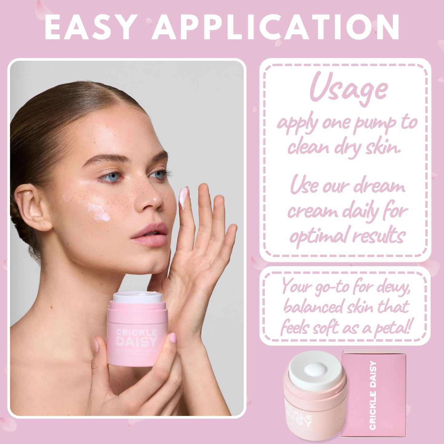 Crickle Daisy Hydrating Face Cream - Soothing & Nourishing Moisturizer with Hyaluronic Acid, Niacinamide & Willow Bark Extract. Suitable for Sensitive Skin. Fragrance Free. Made in the USA, 1.7 oz