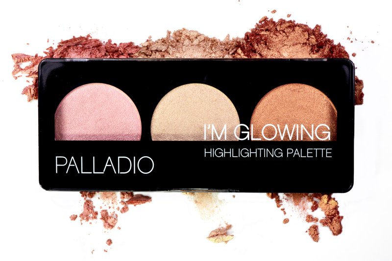 Palladio I'm Glowing Illuminating Highlighting Palette, Glow Bronzer Powder Makeup Set, High Pigmented Shimmery Colors, neutral