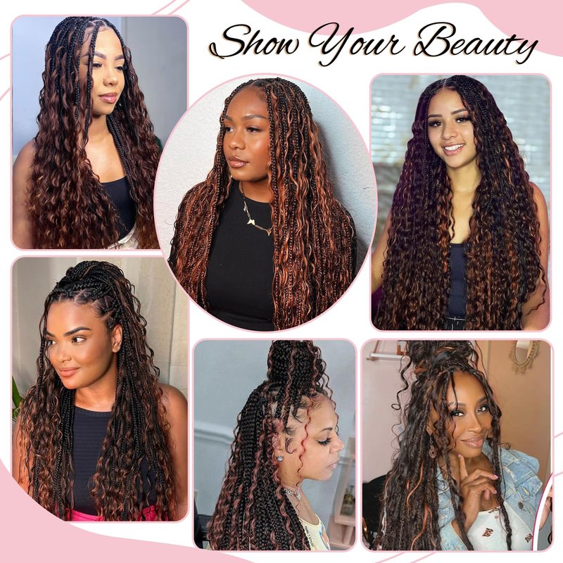 1B/30 Braiding Human Hair Ombre Water Wave 2 Bundles Highlight Curly Bulk Boho Braids Human Hair Extensions 100g 18 Inch Balayage Human Braiding Hair Knotless