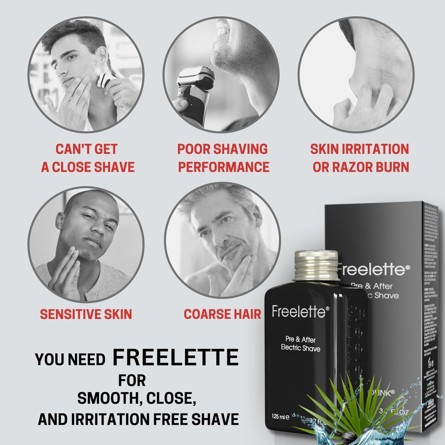 Pre Electric Shave After Shave Lotion Cream - Best For Close Shave - Smooth Irritation-Free Shaving - Shooting and Moisturising Formula Balm. Pherolink. Freelette