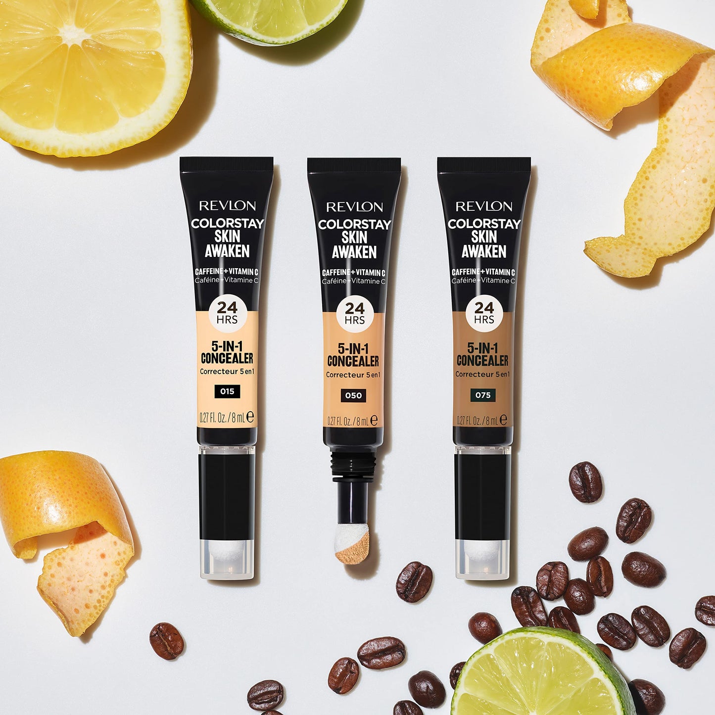 Revlon ColorStay Skin Awaken 5-in-1 Concealer, Lightweight, Creamy Longlasting Face Makeup with Caffeine & Vitamin C, For Imperfections, Dark Circles & Redness, 025 Light Beige, 0.27 Fl Oz