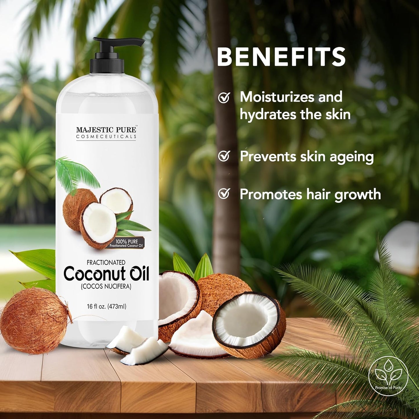 Fractionated Coconut Oil for Relaxing Massage | Moisturizer for Skin, Hair & Lips - 16 fl oz