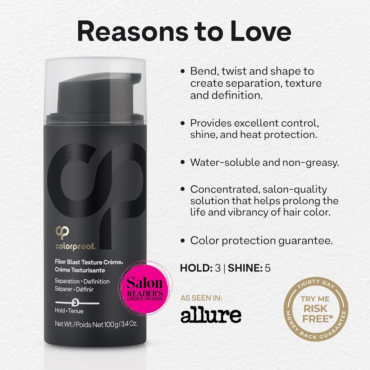 Colorproof Fiber Blast Texture Crème - Hydrating Non-Greasy Hair Cream for Wavy & Curly Hair | 3.4 Fl Oz Travel Size