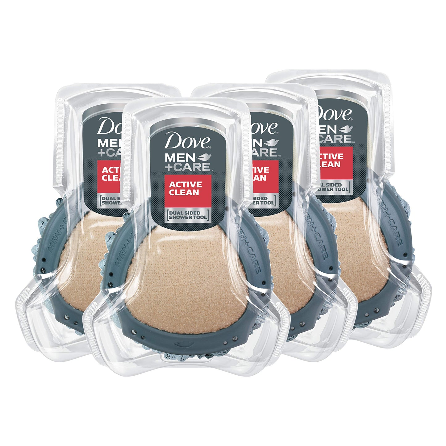 DOVE MEN + CARE Shower Tool For Stronger, Healthy-Feeling Skin Active Clean Scrubs and Exfoliates Body Wash Eucalyptus + Cedar Oil to Rebuild Skin in the Shower