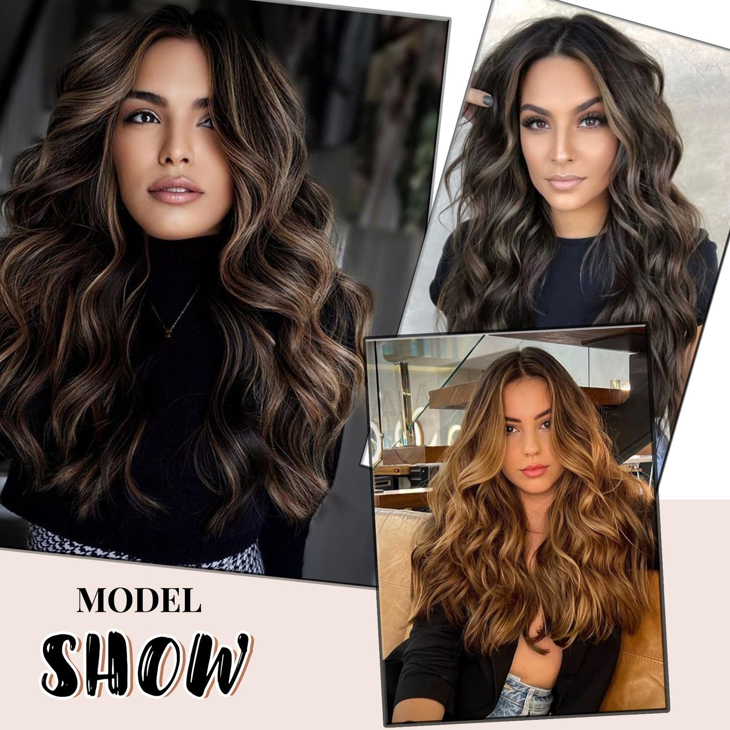 Dark Brown Hair Extensions Real Human Hair Curly Clip in Hair Extensions Real Human Hair 70g 7pcs 16inch Chestnut Brown Water Wavy Soft and Natural Remy Human Hair Extensions (#1bt1b sliver, 16 Inch)