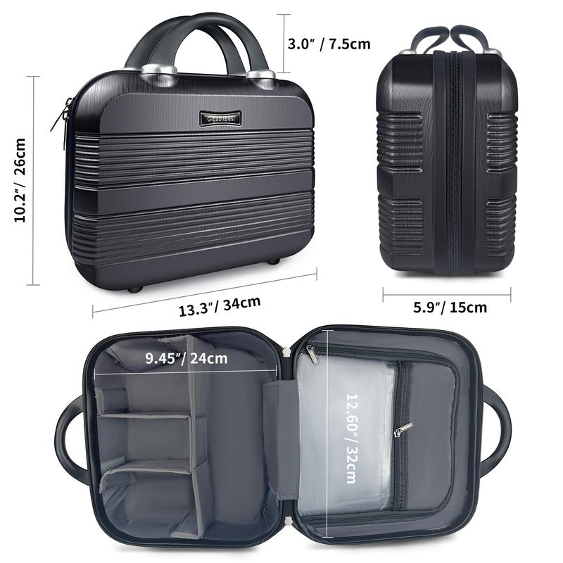 GigabitBest Portable Makeup Travel Case，PC+ABS hard shell cosmetic case,Women's portable cosmetic case with safety lock, suitable for travel and daily use-Green
