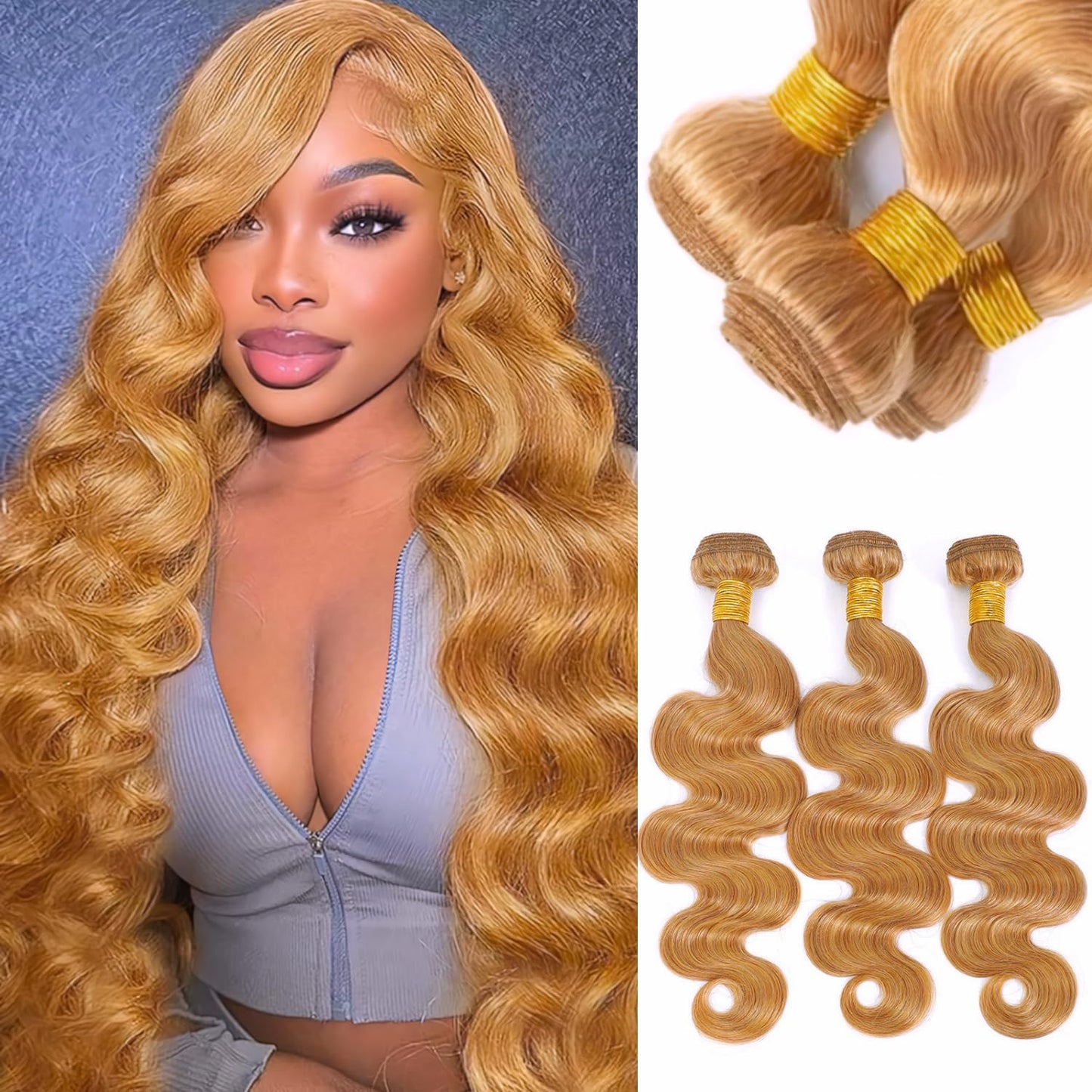 Two Tone Color T1B/30 Ombre Honey Brown Human Hair Bundles Body Wave, #T30 Ombre Light Auburn Brown Loose Wave Sew In Quick Weave Hair Tracks, 12A 100% Unprocessed Raw Brazilian Virgin Hair 12 Inch