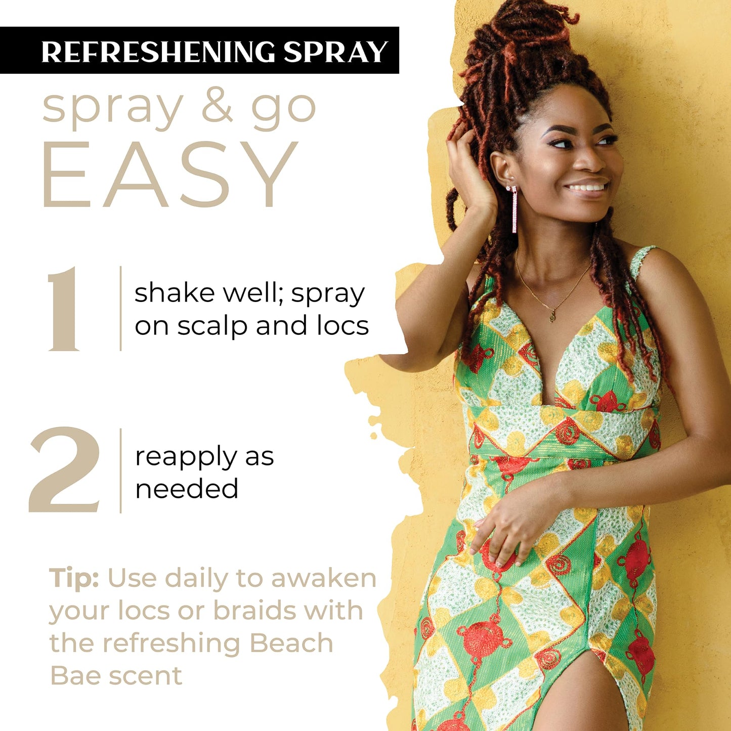 Dollylocks Refreshening Spray for Locs, Braids, Extensions, Dreadlocks | Coconut Lime | Plant-based, Residue-free, Sulfate-free | Refresh Moisturizing Scalp Relief | 8 oz