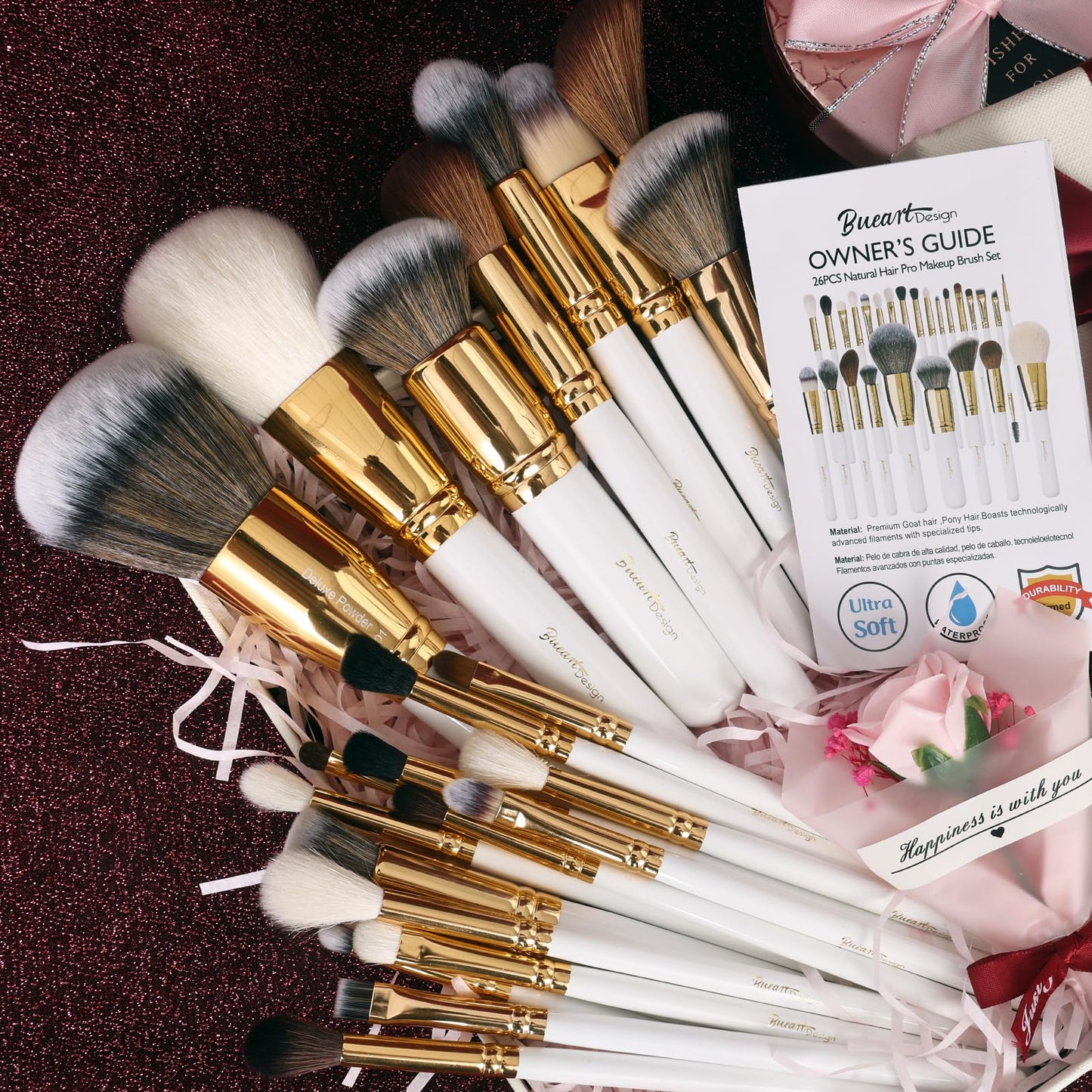 Professional Makeup Brushes Set Premium Quality Goat Hair Synthetic Fiber Powder Foundation Highlight Concealer Eyeshadow Blending By Bueart Design