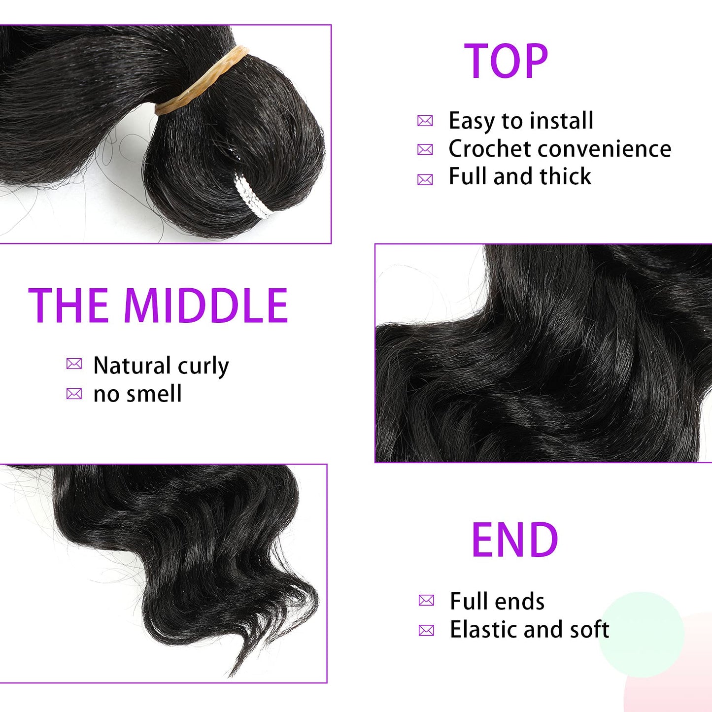 Ameli Ocean Wave Crochet Hair Natural Black Deep Wave Crochet Hair for Black Women Synthetic Curl Braiding Hair Extensions 8 Packs (14 Inch, 1B)