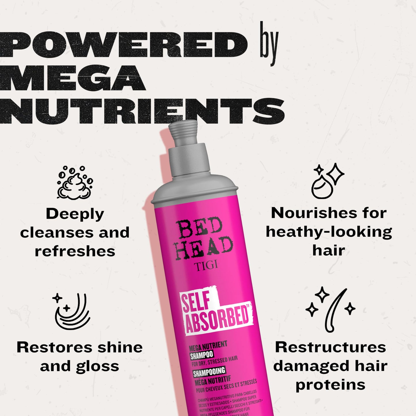 Bed Head by TIGI Self Absorbed Shampoo and Conditioner Set for Dry Hair, Nourishing and Strengthening Frizz Control Hair Care Duo, 25.36 Fl oz, 2 Pack