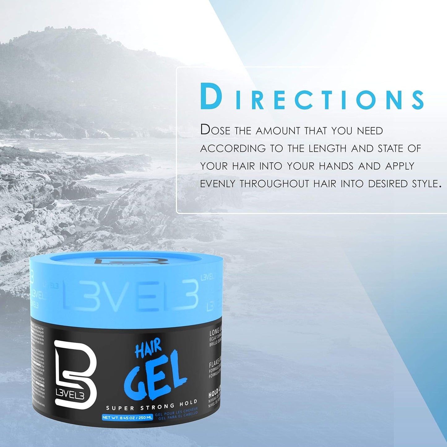 Level 3 Hair Gel - Super Strong Hold & Flake-Free Formula - Long-Lasting Shine | 500ml Bundle of 3 for Men & Women