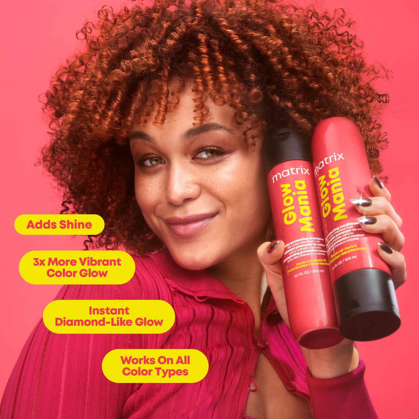 Matrix Glow Mania Conditioner - Enhances Shine and Moisturizes, Preserves and Protects Color Vibrancy, For Dull and Color-Treated Hair, Sulfate-Free, With Glycolic Acid & Rosehip Oil, 33.8 Fl Oz