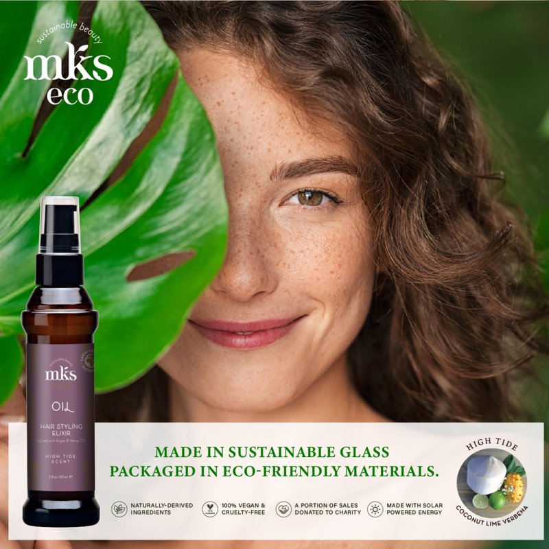 MKS eco Oil, High Tide - 2 fl oz - Hair Styling Elixir - Moroccan Argan Oil, Hemp Seed Oil - Moisturize & Nourish Hair, Control Frizz, Increase Smoothness - Vegan & Cruelty Free