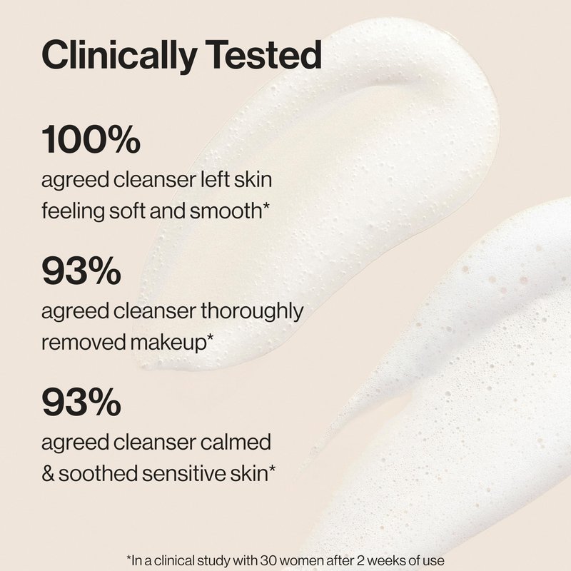 Honest Beauty Sensitive Skin Calming Cream Cleanser, Gently Cleanses Hydrates Calms, Hypoallergenic, Fragrance-Free, Vegan, 4 fl oz