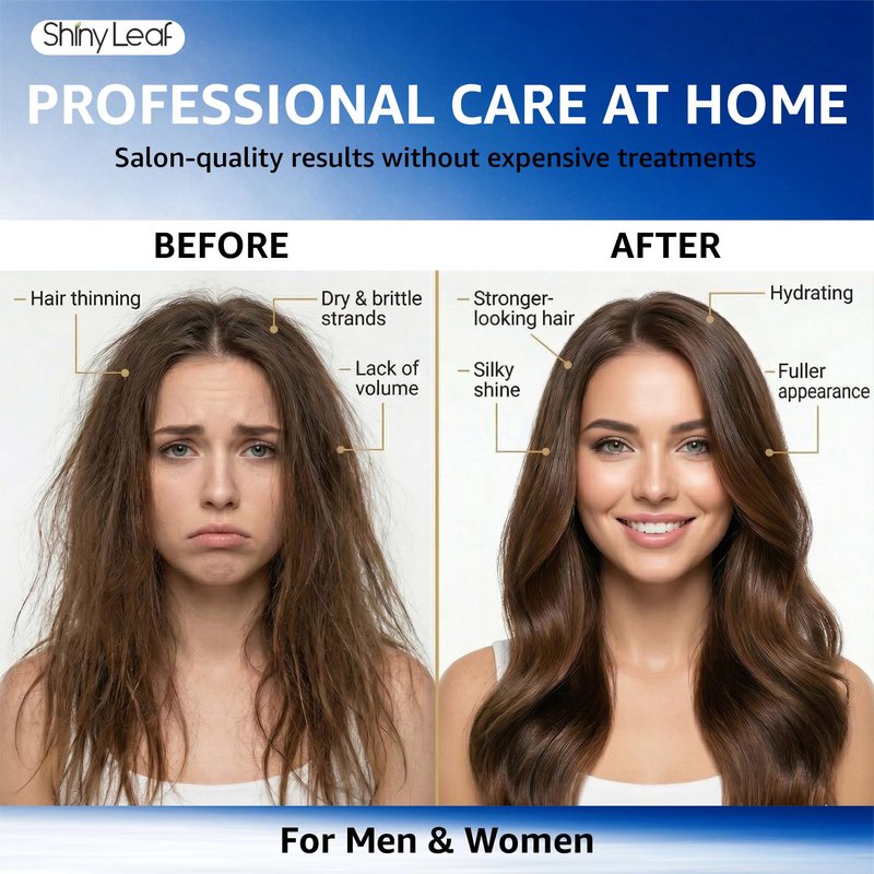 Shiny Leaf Peptide Shampoo and Conditioner Set - Biotin Hair Care with Caffeine & Saw Palmetto - Sulfate Free Thickening Formula for Men & Women - Safe for Color Treated Hair - 16 fl oz (Pack of 2)