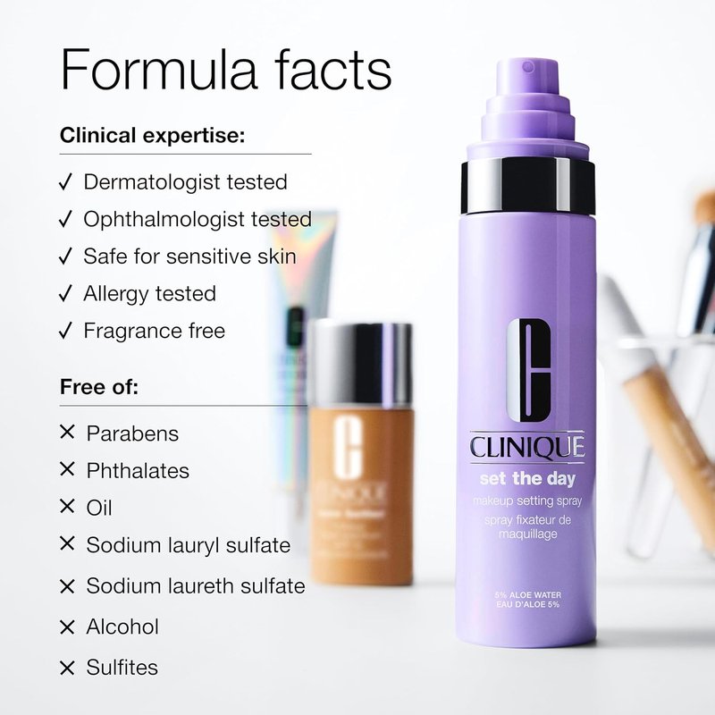 Clinique Makeup Setting Spray - Aloe Water & Antioxidants | Hydrating, Soothing Mist for Sensitive Skin