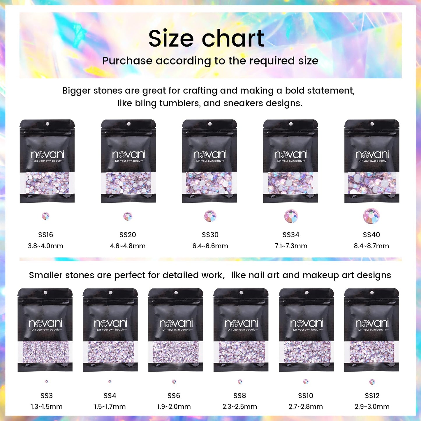 Novani Pink AB Rhinestones Glass Rhinestone for Crafts Flatback Crystals Gems and Rhinestones for Nails Art Makeup Face Clothes Shoes Decoration DIY(SS20, 1440pcs, Pink AB)
