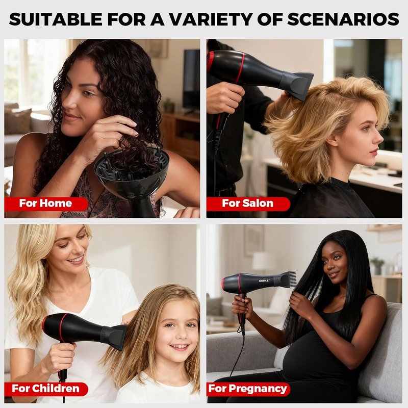 Ionic Hair Blow Dryer Kit - 13-Piece Professional Set | Lightweight, Low Noise, 1800W for Men & Women