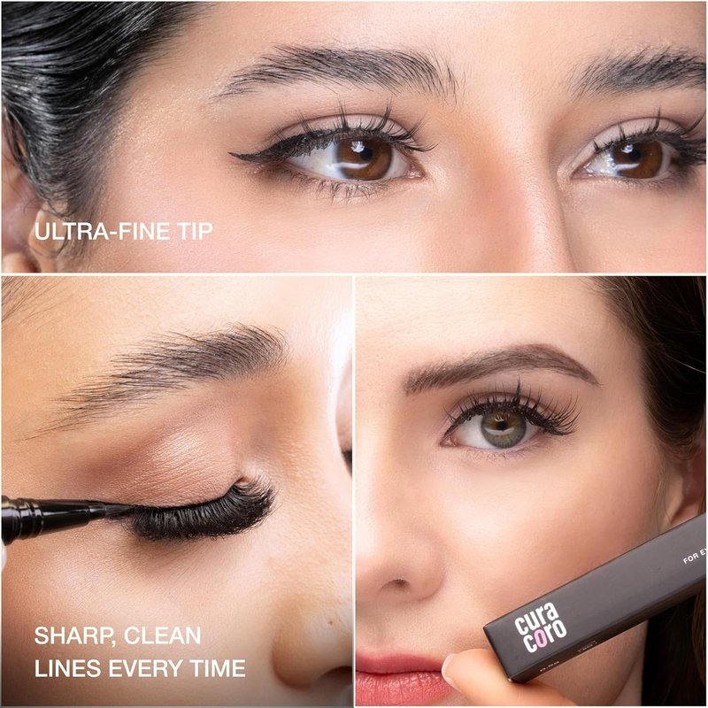 Oil-Free Liquid Eyeliner for Eyelash Extensions - Ultra-Fine Felt Tip, Waterproof & Long-Lasting Black