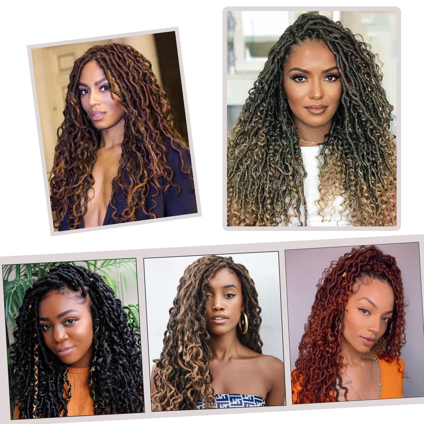 Vemet Goddess Locs Crochet Hair 24 Inch 9 Packs Synthetic Faux Locs Crochet Hair, River Locs Hair Extensions Style Pre looped Crochet with Curly Ends