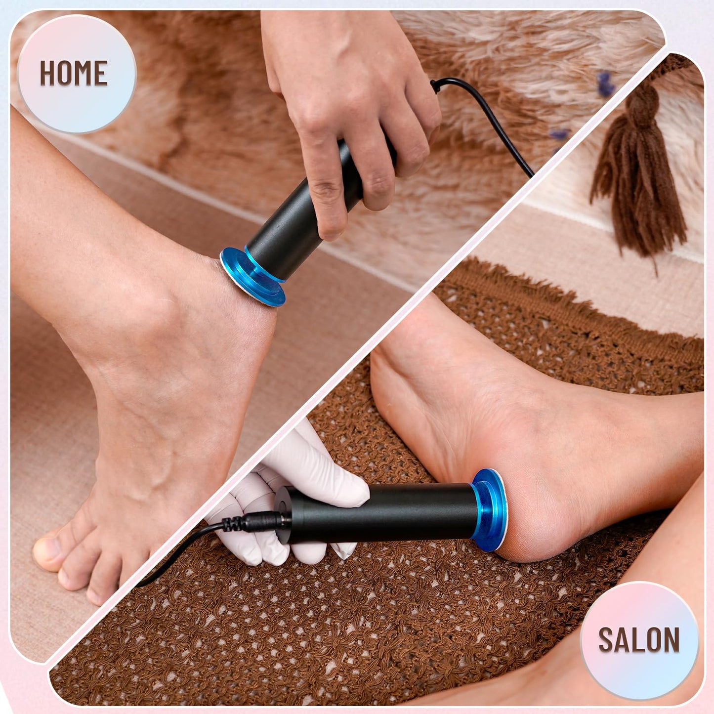 Dermawave Electric Foot File Callus Remover for Feet, Professional Electric Foot Sander Filer Grinder with 60 Sandpaper Discs for Men & Women, Pedicure Tool for Corn Dead Skin Cracked Heel