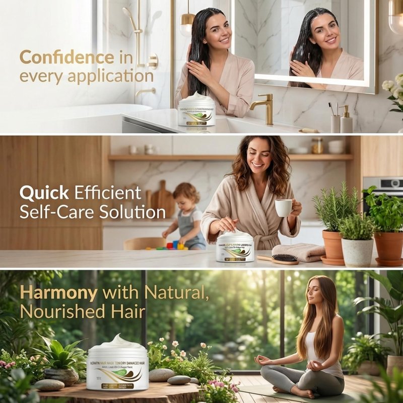 VITAMINS hair cosmetics Keratin Hair Mask - Protein Repair Keratin Treatment - Deep Conditioner for Dry, Damaged, Curly, Straight & Frizzy Hair with Biotin, Collagen & Castor Oil - 8.5 Fl Oz
