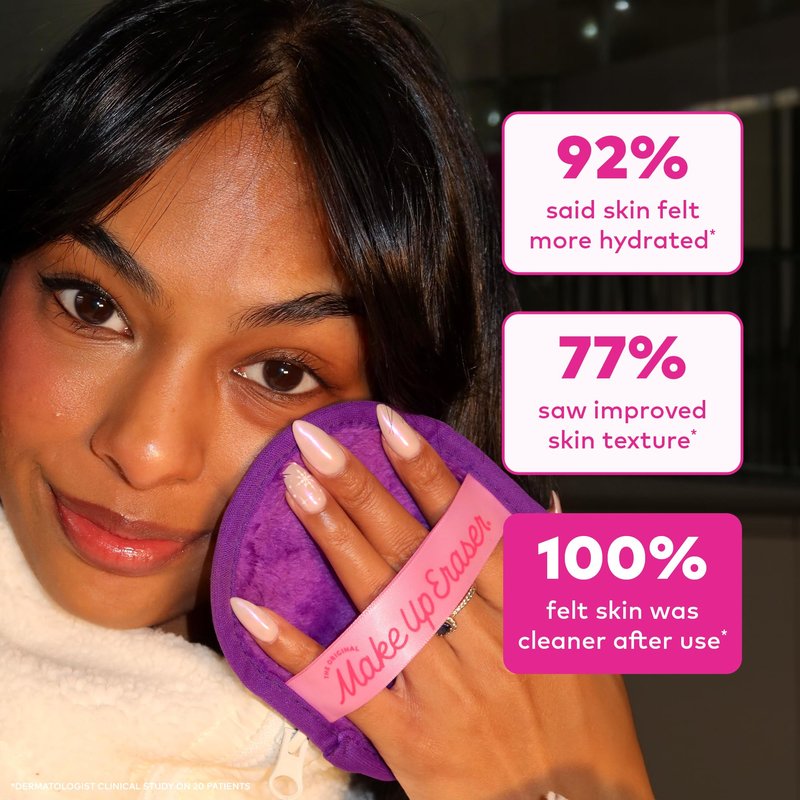 The Original MakeUp Eraser 7-Day Set, Erase All Makeup With Just Water, Including Waterproof Mascara, Eyeliner, Foundation, Lipstick, Sunscreen, and More! Queen Purple, 7ct.