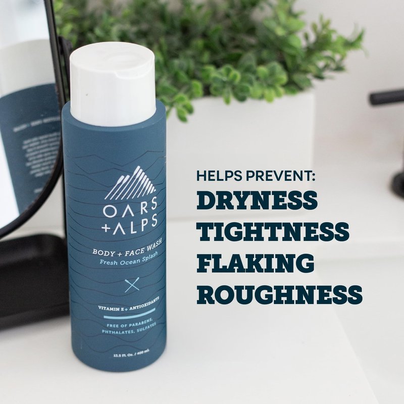 Oars + Alps Body Wash for Men, Mens Body Wash & Face Cleanser with Vitamin E & Antioxidants, Moisturizing, Paraben & Sulfate Free Cleanser, Fresh Ocean Splash, 1pk