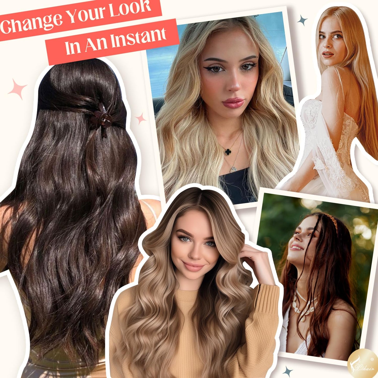XDhair Tape in Hair Extensions Human Hair 20pcs 50g Balayage Chocolate Brown to Caramel Blonde with Chocolate Brown Roots Invisible Tape in Extensions for Women(14, #4/27/4)