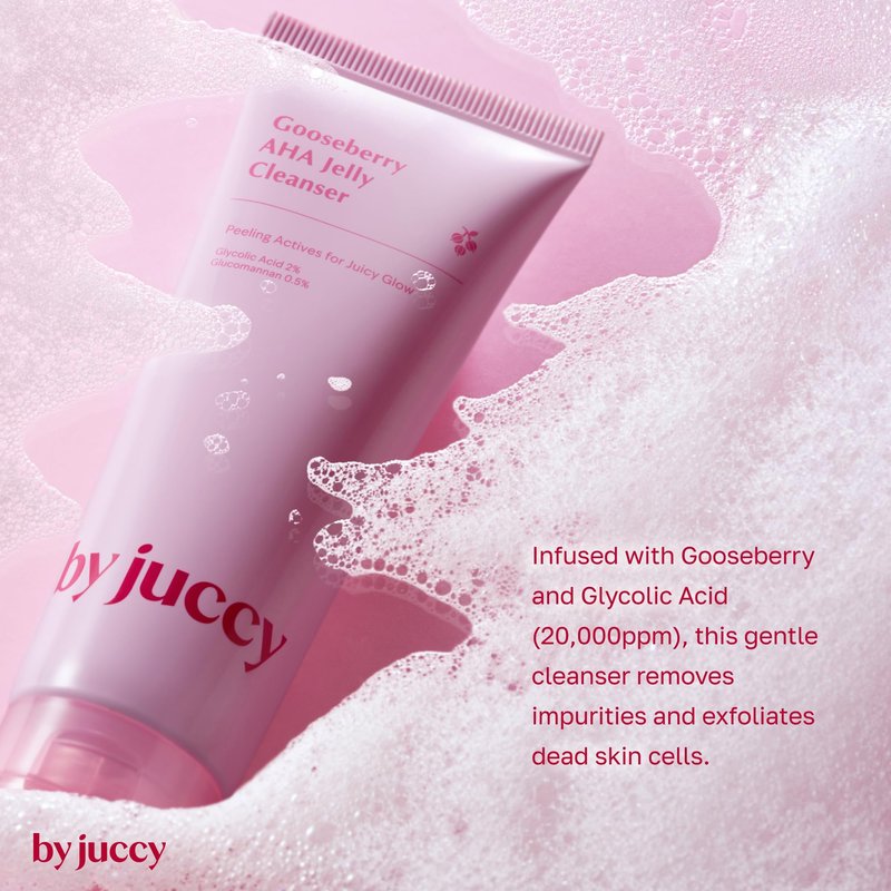 BYJUCCY Gooseberry AHA Jelly Cleanser | Gentle & Hydrating | Low PH | Glycolic Acid, Indian Gooseberry, Sea Buckthorn | Exfoliates Dead Skin Cells | Korean Skin Care | By Juicy | 4.05 Fl.oz