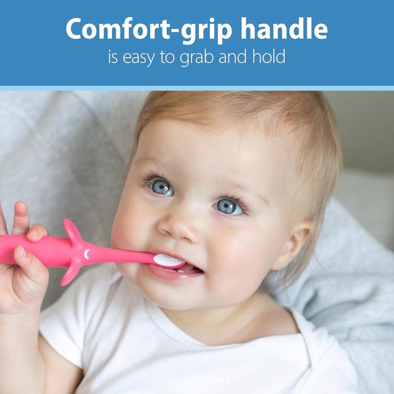 Dr. Brown's Infant-to-Toddler Toothbrush - Cute Elephant Design | Pink, 0-3 Years