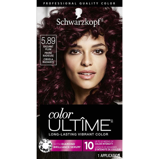 Schwarzkopf Color Ultime 5.89 Radiant Plum Hair Dye, Permanent Intense Plum with Diamond Brilliance, Fade-Resistant, Covers Grays, All Hair Textures