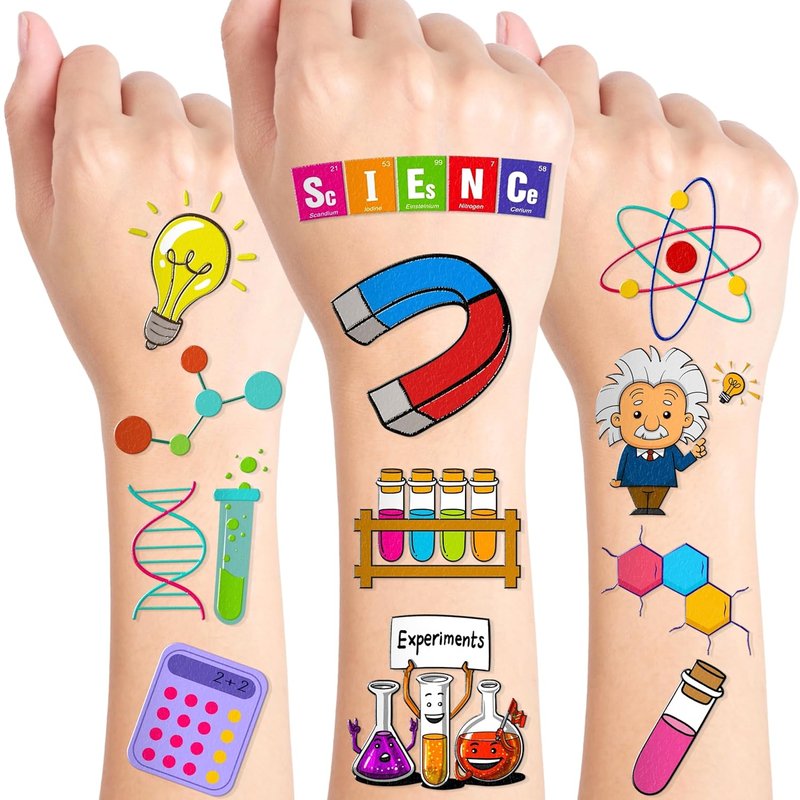 Science Temporary Tattoos - STEM Party Favors & Decorations | 96PCS Cute Chemistry Stickers for Kids & Teens