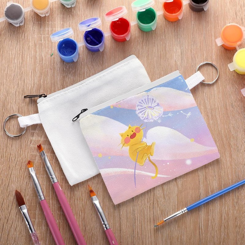 Sublimation Blank Small Coin Canvas Makeup Bags - 30 Pack Zipper Pouches for DIY Crafts | White Travel Organizer