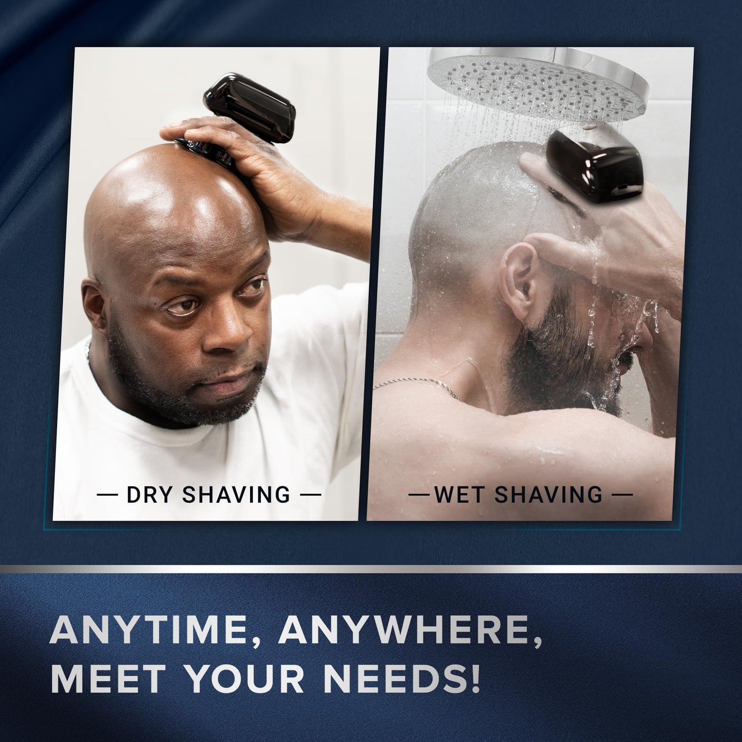 Electric Head Shaver for Bald Men: Waterproof Cordless Electric Razor for Bald Head & Hair Shaving - Close Shave, Skin-Friendly, 360° Full Coverage & Effortless Control, Easy to Clean, Wet & Dry Use