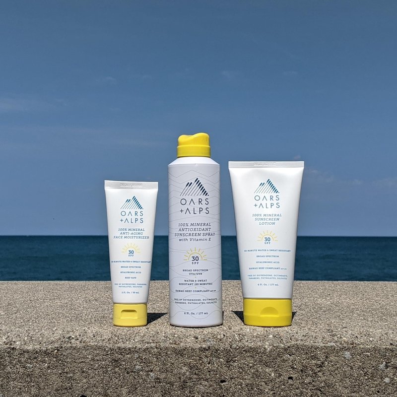 Oars + Alps Mineral Sunscreen Spray for Body, Infused with Vitamin E & Antioxidants, Water & Sweat Resistant, All Skin Types, Lightweight, Hydrating, SPF 30, 6oz, 2pk