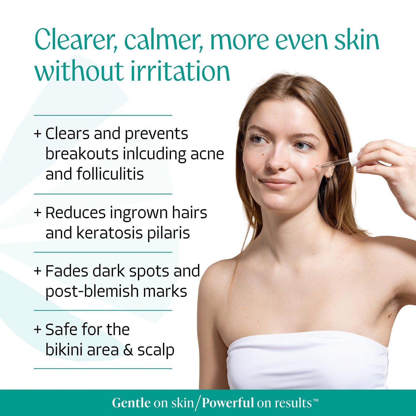 Almond Clear Mandelic Acid Face & Body Clearing Serum, Level 1- for acne, folliculitis, aging skin, ingrown hairs, dark spots - face, chest, butt, back, thighs, arms - 1 fl oz