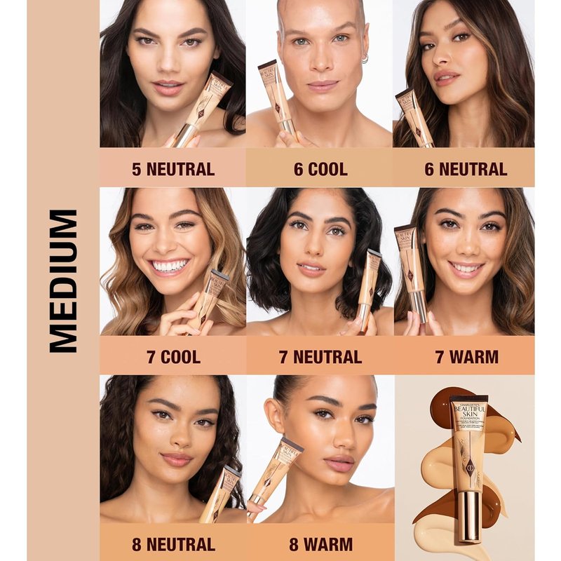 Charlotte Tilbury Beautiful Skin Foundation - Medium Coverage Hydrating Liquid Makeup for Instant Glow & Plumping Hydration | 30ml